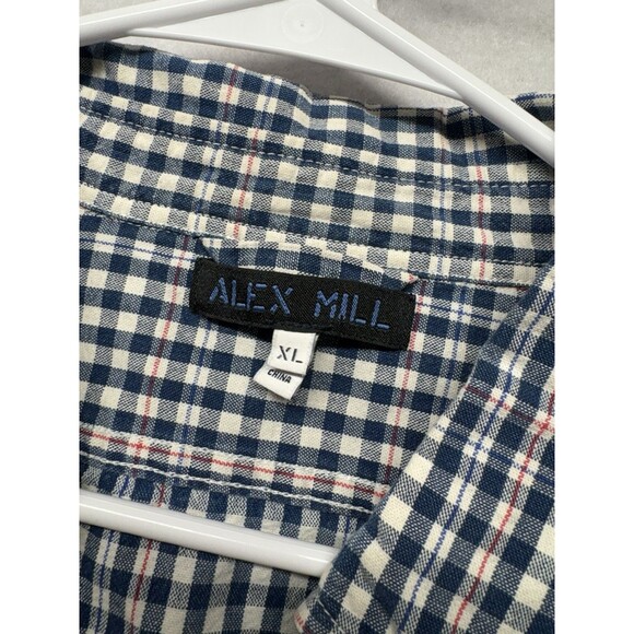Alex Mill Men’s XL Blue Cream Plaid Flannel Button Down Shirt 100% Cotton - Picture 2 of 5